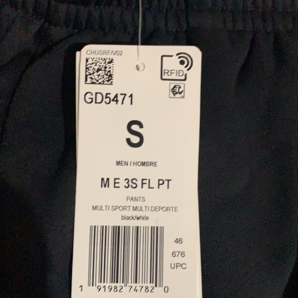 Adidas sweatpants NWT size small black white striped - Picture 2 of 8